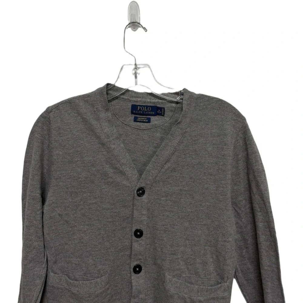 Polo Ralph Lauren Boys Size Medium Gray Uniform Style Cardigan Preppy Layering